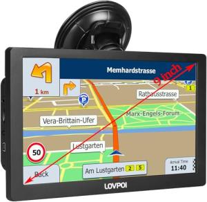 LOVPOI Truck GPS Commercial Drivers 2026, Trucker Car GPS Navigator, 9 inch Navigation System with Lifetime Map Updates, Voice Assistant, Speed Limit Warnings