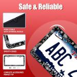 Line Art Flowers License Plate Frame Beautiful Floral License Plate Frames Funny Stainless Steel Accessories Cars Decor with 2 Holes and Screws Fits Standard Us Ca Vehicles Holder 12.2 X 6 Inch