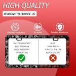 Line Art Flowers License Plate Frame Beautiful Floral License Plate Frames Funny Stainless Steel Accessories Cars Decor with 2 Holes and Screws Fits Standard Us Ca Vehicles Holder 12.2 X 6 Inch