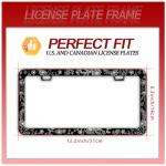Line Art Flowers License Plate Frame Beautiful Floral License Plate Frames Funny Stainless Steel Accessories Cars Decor with 2 Holes and Screws Fits Standard Us Ca Vehicles Holder 12.2 X 6 Inch