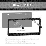 2Pcs Printed Aluminum Alloy License Plate Frames and 1 Set of Printed Valve Caps,Sturdy and Rust-Proof Aluminum Brackets,Unisex Car License Plate Frames,Screws Included. (Black Leopard Print)