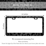 2Pcs Printed Aluminum Alloy License Plate Frames and 1 Set of Printed Valve Caps,Sturdy and Rust-Proof Aluminum Brackets,Unisex Car License Plate Frames,Screws Included. (Black Leopard Print)