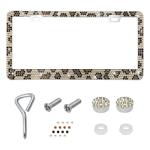 SHMZK Bling License Plate Frame, Handcrafted Rhinestone License Plate Holder with Mounting Kit, Sparking Diamond Stainless Steel License Plate Cover for Women, Car Accessories (Leopard)