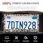 SHMZK Bling License Plate Frame, Handcrafted Rhinestone License Plate Holder with Mounting Kit, Sparking Diamond Stainless Steel License Plate Cover for Women, Car Accessories (Leopard)