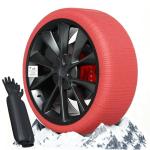 Suriwee Snow Socks for Tires – High-Traction Tire Socks for Snow, Cars, SUVs, Pickups, EU EN-16662-1 Certified, 2-Pack Red M