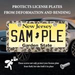 SHMZK Bling License Plate Frame, Handcrafted Rhinestone License Plate Holder with Mounting Kit, Sparking Diamond Stainless Steel License Plate Cover for Women, Car Accessories (Leopard)