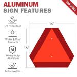 T&R Metal Slow Moving Vehicle Sign, Safety Triangle Sign - 2 Pack - 14 x16 Inches - Reflective, UV Protected, Waterproof, Weatherproof and Fade Resistant Up to 7 Years Outdoor for Golf Cart Tractor