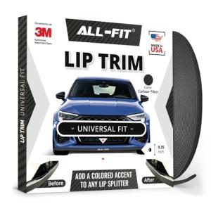 All-Fit Automotive Lip Trim – Universal Fit for Style & Protection – Durable Accent for Splitters, Air Dams, & Spoilers – Easy-to-Install Automotive Exterior Accessories (¼” W x 10’ L, Carbon Fiber)