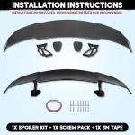 YHoptional Universal GT Wing Rear Spoiler Top High Wing Car Body Kit Exterior Accessories Compatible with Honda Chevy Camaro Corvette Ford Chrysler Toyota BMW Kia Mazda (55"-Carbon Fiber Style)