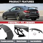 YHoptional Universal GT Wing Rear Spoiler Top High Wing Car Body Kit Exterior Accessories Compatible with Honda Chevy Camaro Corvette Ford Chrysler Toyota BMW Kia Mazda (55"-Carbon Fiber Style)