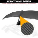 YHoptional Universal GT Wing Rear Spoiler Top High Wing Car Body Kit Exterior Accessories Compatible with Honda Chevy Camaro Corvette Ford Chrysler Toyota BMW Kia Mazda (55"-Carbon Fiber Style)