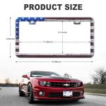 American Flag License Plate Frame, Premium Fashion Matte Aluminum Holder with 2 Holes, 2 Pcs US Flag Universal Car Frame Waterproof Rust-Proof, Including Screws, Caps and Rattle Proof Pads
