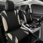 CAR PASS Waterproof Car Seat Covers Full Sets, Universal Fit Seat Covers for Cars, EVA Neoprene Seat Cover Set Full Sets, Interior Covers for Auto SUV,Vans,sedans, Trucks,(Black and Beige)