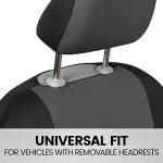 BDK PolyPro Car Seat Covers Full Set in Charcoal on Black with Steering Wheel Cover & Seat Belt Pads – Front and Rear Split Bench Car Seat Cover, Easy to Install, Interior Covers for Auto Truck SUV