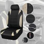 CAR PASS Waterproof Car Seat Covers Full Sets, Universal Fit Seat Covers for Cars, EVA Neoprene Seat Cover Set Full Sets, Interior Covers for Auto SUV,Vans,sedans, Trucks,(Black and Beige)