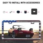 American Flag License Plate Frame, Premium Fashion Matte Aluminum Holder with 2 Holes, 2 Pcs US Flag Universal Car Frame Waterproof Rust-Proof, Including Screws, Caps and Rattle Proof Pads