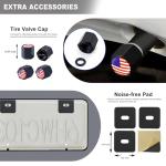 American Flag License Plate Frame, Premium Fashion Matte Aluminum Holder with 2 Holes, 2 Pcs US Flag Universal Car Frame Waterproof Rust-Proof, Including Screws, Caps and Rattle Proof Pads