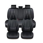 Coverado Car Seat Covers 5 Pieces, Full Set Universal Seat Covers for Cars, Waterproof Nappa Leather Auto Seat Protectors with Head Pillow, Car Interiors Fit for Most Sedans SUV Pick-up Truck, Black