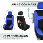 FH Group Full Set Cloth Car Seat Covers , Universal Fit Combo Set with Steering Wheel Cover and Seat Belt Pad for Cars, SUVs and Trucks, Blue