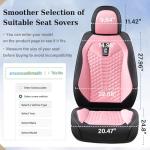 Coverado Car Seat Covers Full Set, 5 Seats Universal Seat Covers for Cars, Breathable Fabric& Faux Leather Auto Seat Cushions, Front and Rear Seat Protectors Fit for Most Sedans SUV Truck, Pink