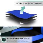 FH Group Full Set Cloth Car Seat Covers , Universal Fit Combo Set with Steering Wheel Cover and Seat Belt Pad for Cars, SUVs and Trucks, Blue