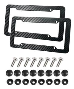 UBOG 2 Pack License Pate Frames,License Plate Cover,Carbon Fiber License Plate Frame,Car Accessories Number Plate Frames with Fasteners and Screws,Fit for All America and Canada License Plate
