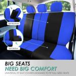 FH Group Full Set Cloth Car Seat Covers , Universal Fit Combo Set with Steering Wheel Cover and Seat Belt Pad for Cars, SUVs and Trucks, Blue