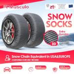 K-Musculo Snow Socks for Tires, Snow Socks Snow Chain for Car SUV Pickup Easy to Use, Ultimate Grip, Washable.100 KM Safely In The Snow, EU EN-16662-1 Certififed(2 PACKS)-S