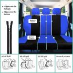 FH Group Full Set Cloth Car Seat Covers , Universal Fit Combo Set with Steering Wheel Cover and Seat Belt Pad for Cars, SUVs and Trucks, Blue