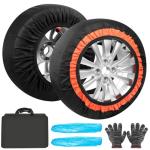 Orceed Snow Socks for Tires, Universal Fit for Cars Trucks SUVs, Winter Anti-Slip Traction Tire Socks for Snow & Ice Roads, Easy Install Reusable Automotive Tire Snow Socks, B04