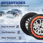 Orceed Snow Socks for Tires, Universal Fit for Cars Trucks SUVs, Winter Anti-Slip Traction Tire Socks for Snow & Ice Roads, Easy Install Reusable Automotive Tire Snow Socks, B04