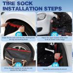 Orceed Snow Socks for Tires, Universal Fit for Cars Trucks SUVs, Winter Anti-Slip Traction Tire Socks for Snow & Ice Roads, Easy Install Reusable Automotive Tire Snow Socks, B04