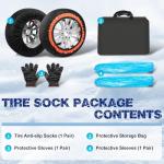 Orceed Snow Socks for Tires, Universal Fit for Cars Trucks SUVs, Winter Anti-Slip Traction Tire Socks for Snow & Ice Roads, Easy Install Reusable Automotive Tire Snow Socks, B04