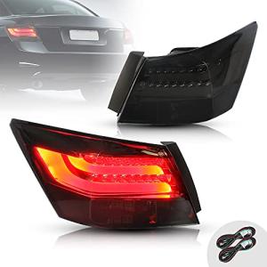 VLAND LED Smoked Tail Lights Compatible For Honda Accord 8th Gen Sedan 2008 2009 2010 2011 2012, 2 PCS, NOT for 2-Dr Coupe