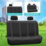 FH Group Car Seat Covers Unique Flat Cloth Full Set Automotive Seat Covers Front Set and Rear Solid Bench Black Seat Covers w. Gift Universal Fit Interior Accessories for Cars Trucks and SUVs