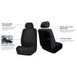 FH Group Car Seat Covers Unique Flat Cloth Full Set Automotive Seat Covers Front Set and Rear Solid Bench Black Seat Covers w. Gift Universal Fit Interior Accessories for Cars Trucks and SUVs