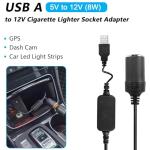 CERRXIAN 1ft USB A Male to 12V 8W Cigarette Lighter Socket Adapter Power Cable for Dash Cam, GPS, Car Led Light Strips, and Other Automotive Electronics