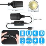 Herfair USB A Male to 12V Car Cigarette Lighter Socket Female Converter Cable Adapter for Radar Detector, Dash Cam, GPS Charger Need Support QC function,the charger power should higher than the device