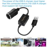 Herfair USB A Male to 12V Car Cigarette Lighter Socket Female Converter Cable Adapter for Radar Detector, Dash Cam, GPS Charger Need Support QC function,the charger power should higher than the device