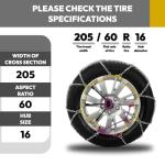 SNOCATENA Auto Tightening Snow Chains for Car – Quick Fit, Easy Installation, Reusable Universal Tire Chains for Winter Emergency Traction (Set of 2)