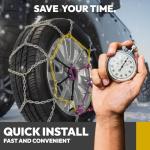 SNOCATENA Auto Tightening Snow Chains for Car – Quick Fit, Easy Installation, Reusable Universal Tire Chains for Winter Emergency Traction (Set of 2)