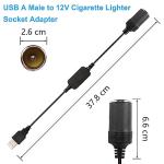 CERRXIAN 1ft USB A Male to 12V 8W Cigarette Lighter Socket Adapter Power Cable for Dash Cam, GPS, Car Led Light Strips, and Other Automotive Electronics