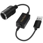 Herfair USB A Male to 12V Car Cigarette Lighter Socket Female Converter Cable Adapter for Radar Detector, Dash Cam, GPS Charger Need Support QC function,the charger power should higher than the device