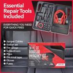Firestone 30-pc Set Roadside Car Repair Kit, Car Tool Kit for Vehicles with Durable Hard Case with Handle, Portable Automotive Tool Set for Trucks, RVs, SUVs, ATVs with 8ft Booster Cables