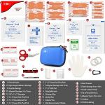 I GO 85 Pieces Hard Shell Mini Compact First Aid Kit, Small Personal Emergency Survival Kit for Travel Hiking Camping Backpacking Hunting Marine Car, Blue