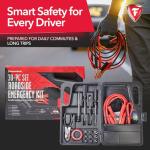 Firestone 30-pc Set Roadside Car Repair Kit, Car Tool Kit for Vehicles with Durable Hard Case with Handle, Portable Automotive Tool Set for Trucks, RVs, SUVs, ATVs with 8ft Booster Cables