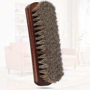 100% Horsehair Shoe Brush for Leather Care 7 Inch Large Horse Hair Brush for Boot Couch Car Interior Furniture Polishing Shining Buffing No Shedding Soft Natural Bristle Beechwood Handle Professional