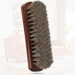 100% Horsehair Shoe Brush for Leather Care 7 Inch Large Horse Hair Brush for Boot Couch Car Interior Furniture Polishing Shining Buffing No Shedding Soft Natural Bristle Beechwood Handle Professional