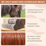 100% Horsehair Shoe Brush for Leather Care 7 Inch Large Horse Hair Brush for Boot Couch Car Interior Furniture Polishing Shining Buffing No Shedding Soft Natural Bristle Beechwood Handle Professional