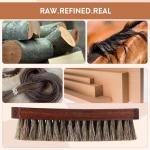100% Horsehair Shoe Brush for Leather Care 7 Inch Large Horse Hair Brush for Boot Couch Car Interior Furniture Polishing Shining Buffing No Shedding Soft Natural Bristle Beechwood Handle Professional